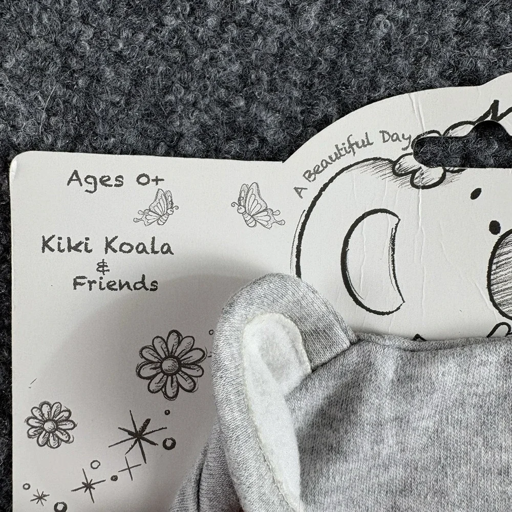 VTG Y2K  Kiki‎ Koala & Friends Baby 0–6M Gray Hat Booties Set Animal Australia